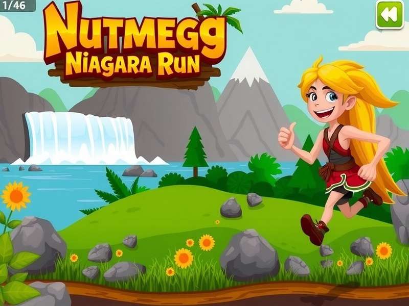 Nutmeg Niagara Run game screenshot showing character running through Indian landscape